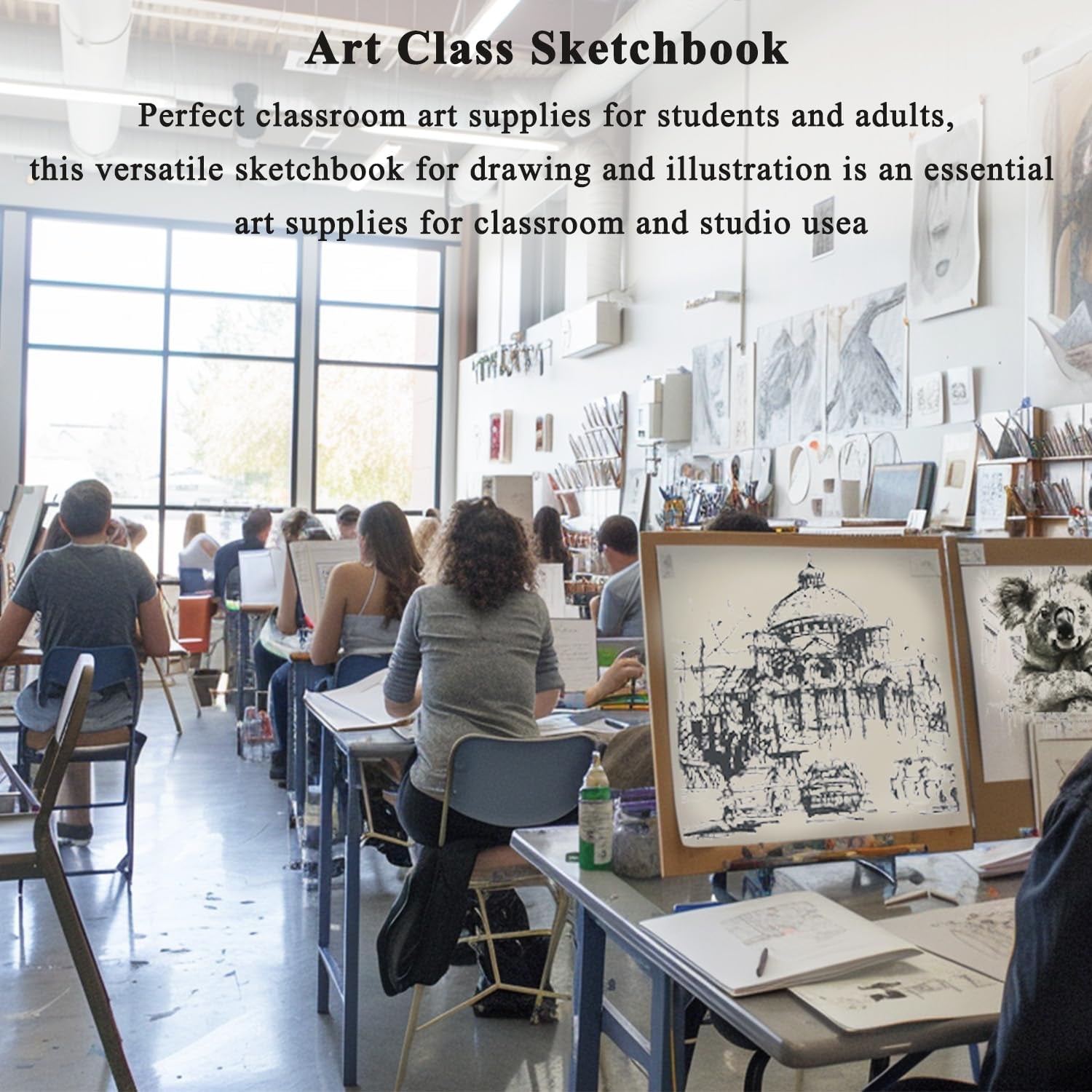 9" X 12" Sketch Book, Top Spiral Bound Sketch Pad, 2 Packs 100 Sheets Each (68Lb/100Gsm), Acid Free Art Sketchbook Artistic Drawing Painting Writing Paper for Kids Adults Beginners Artists