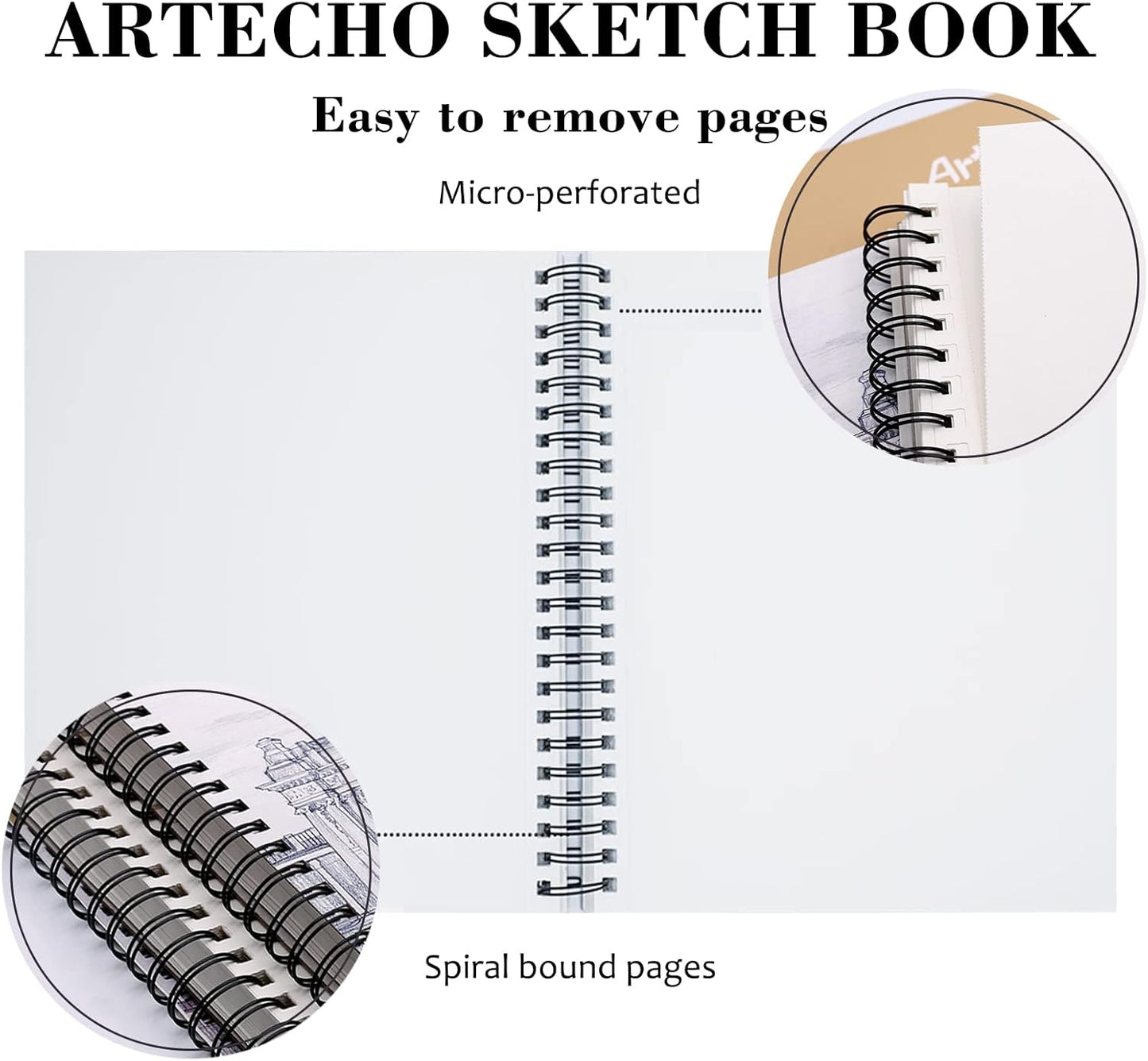 Sketch Book 9 X 12 Inch, 100 Sheets 90Gsm, Pack of 2, Spiral Sketchbook, Hardcover Sketchbook, Acid Free Sketch Paper, Sketch Pad, Sketchbook for Drawing