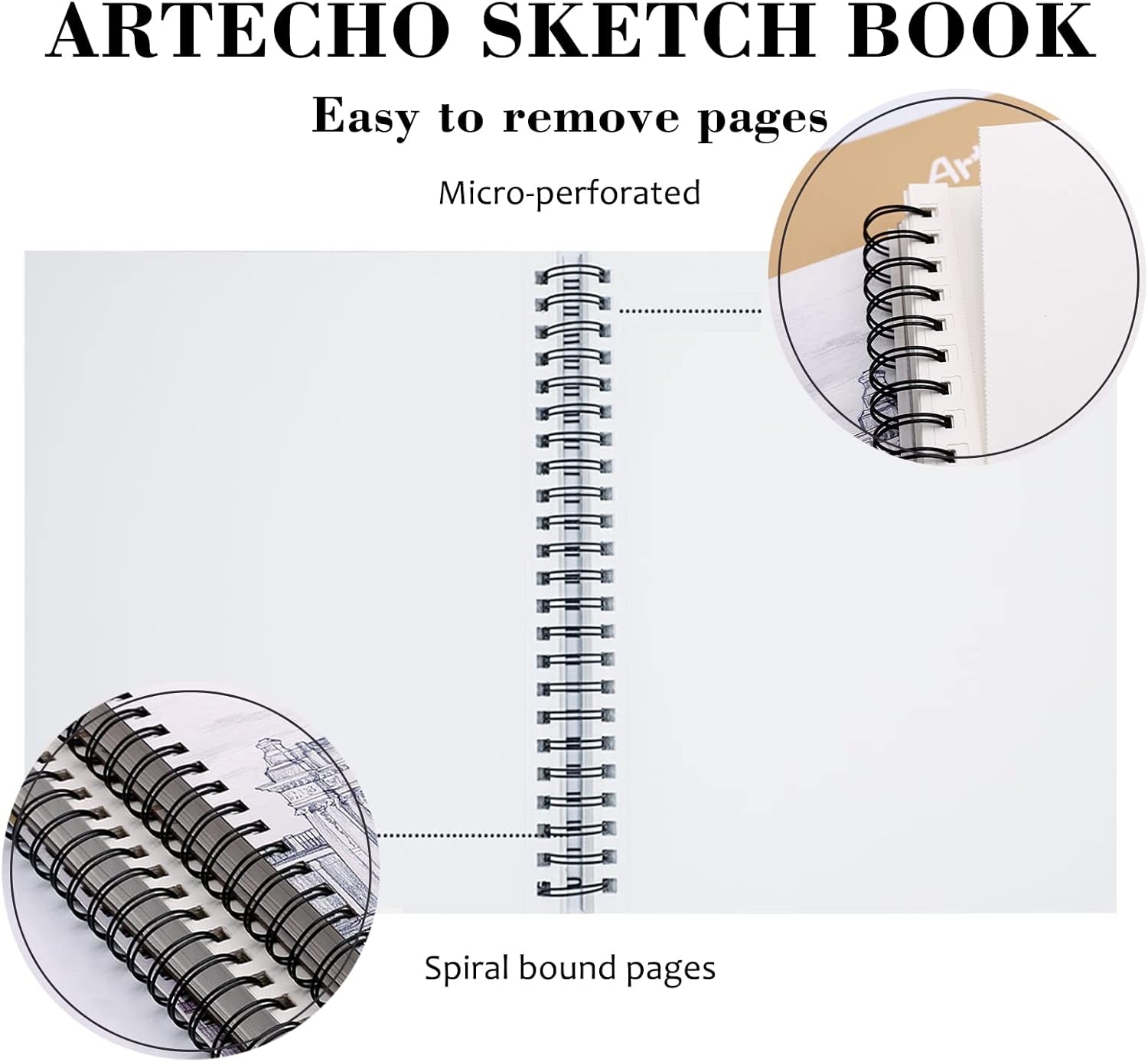 Sketch Book 9 X 12 Inch, 100 Sheets 90Gsm, Pack of 2, Spiral Sketchbook, Hardcover Sketchbook, Acid Free Sketch Paper, Sketch Pad, Sketchbook for Drawing