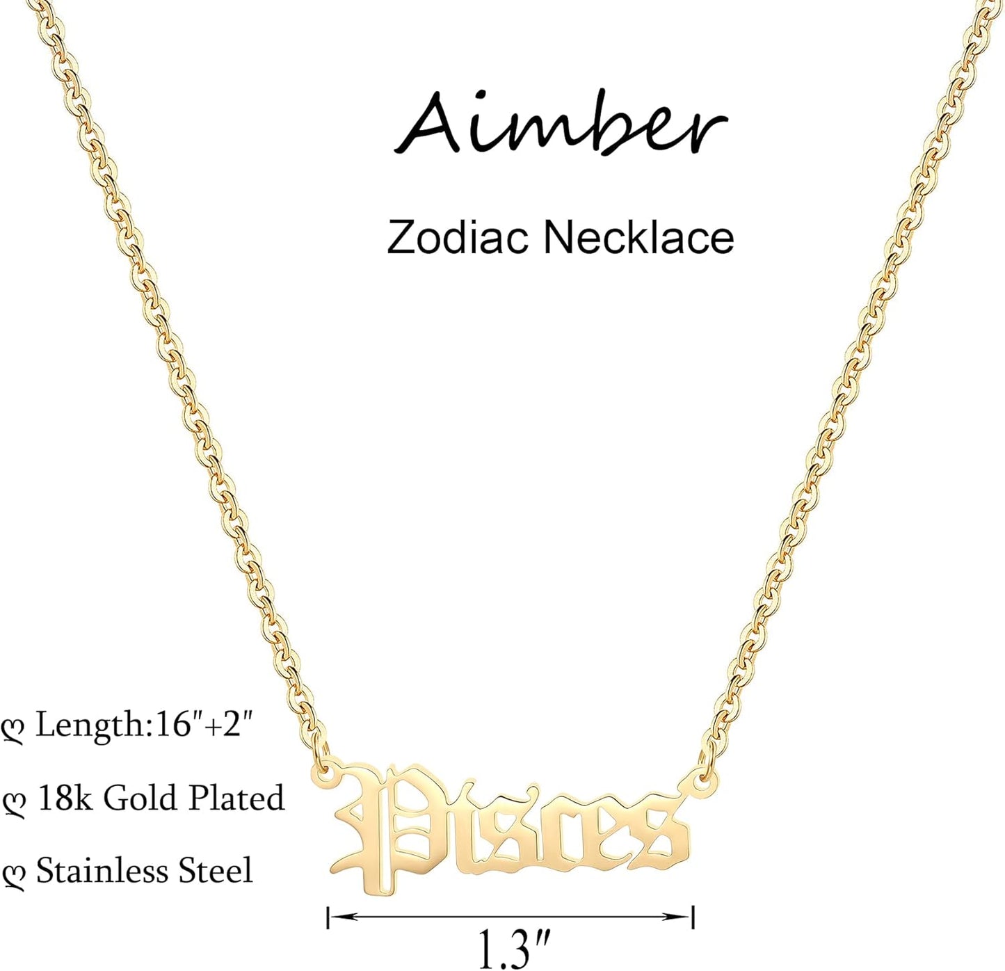 18K Gold Plated Astrology Necklace for Women Jewelry,12 Zodiac Pendant Horoscope Constellations Necklace