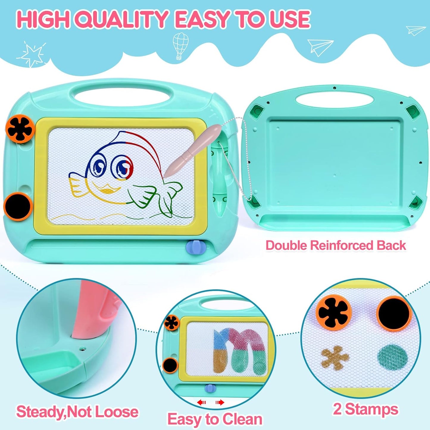 Toddler Toys for 1-2 Year Old Boys Gifts Magnetic Drawing Board, Magna Erasable Doodle Board Toy for Todder Age 1-2, Kids Drawing Table Learning Toys for 2 3 4 Years Old Girl Birthday Gifts