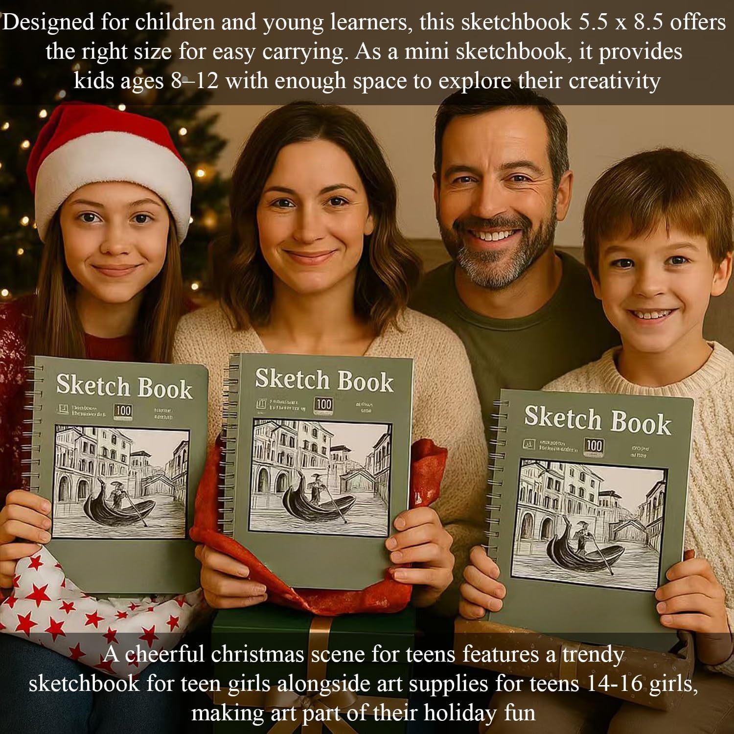 Small Sketch Book 5.5"X8.5", 2-Pack Mini Sketchbook, Spiral Bound Sketchbook Hardcover with 200 Sheets of 68Lb/100Gsm Mini Drawing Pad Paper, Small Sketch Pads for Drawing for Adults & Kids.