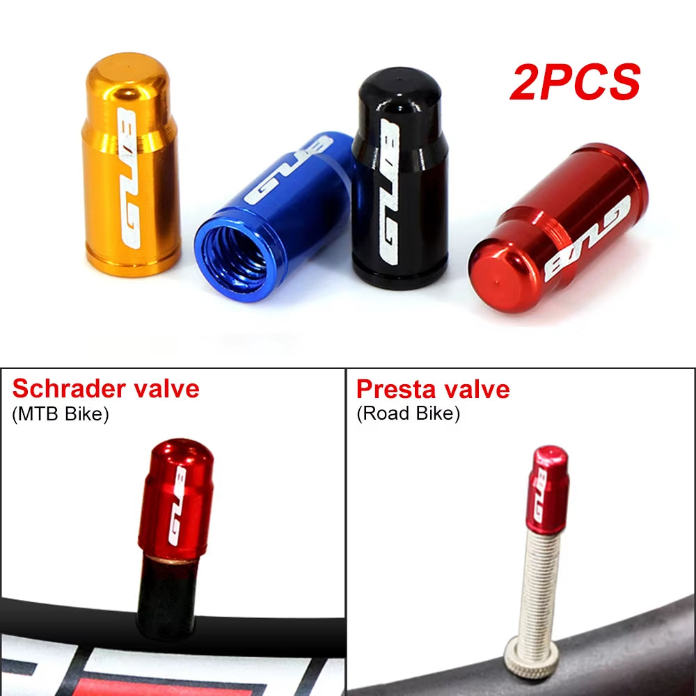 2Pcs  Aluminum CNC Bicycle Tire Valve Cap MTB Road Bike Tube Tyre Gas Nozzle Cover for AV FV Schrader Presta Valve Dustproof