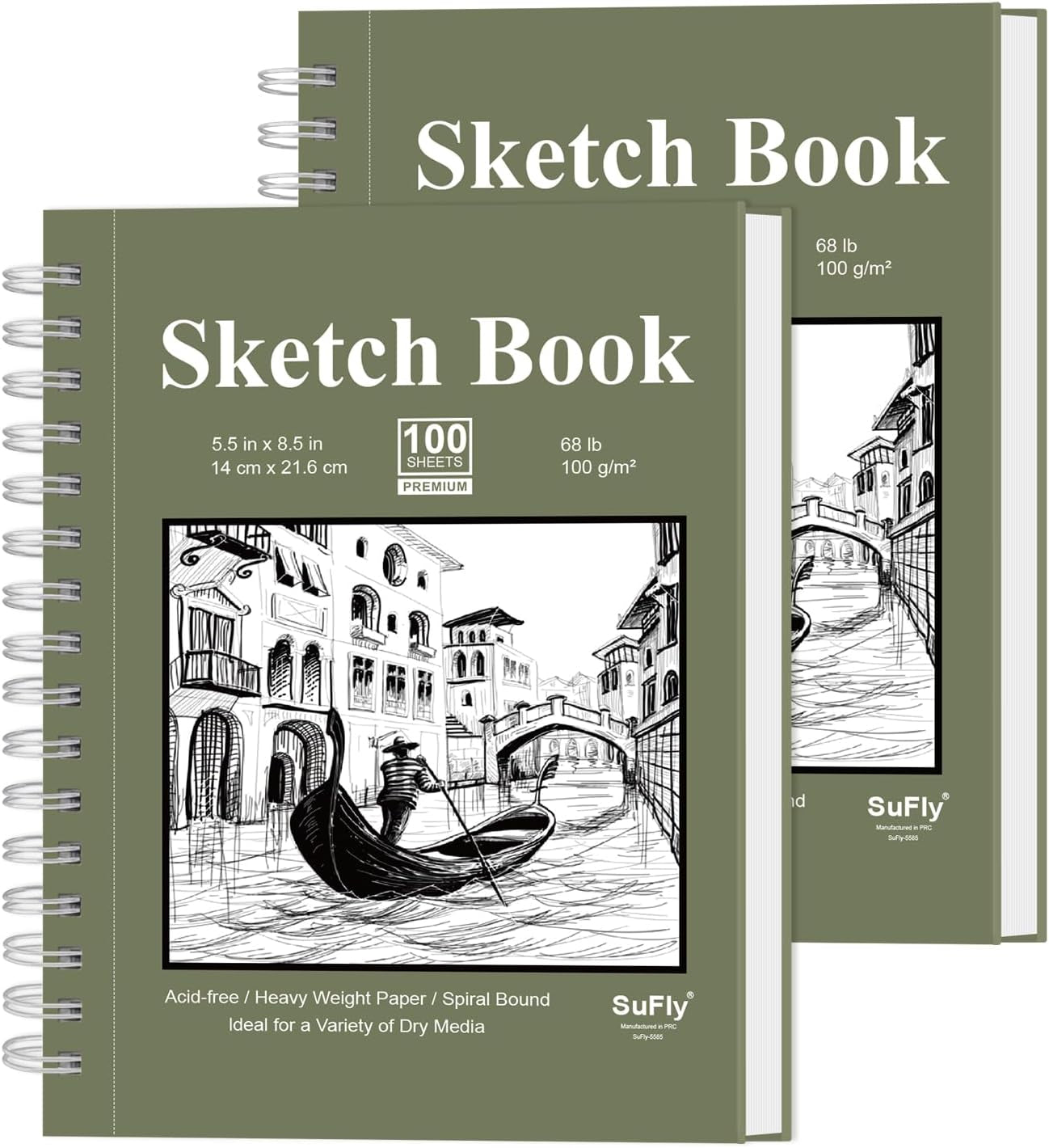 Small Sketch Book 5.5"X8.5", 2-Pack Mini Sketchbook, Spiral Bound Sketchbook Hardcover with 200 Sheets of 68Lb/100Gsm Mini Drawing Pad Paper, Small Sketch Pads for Drawing for Adults & Kids.