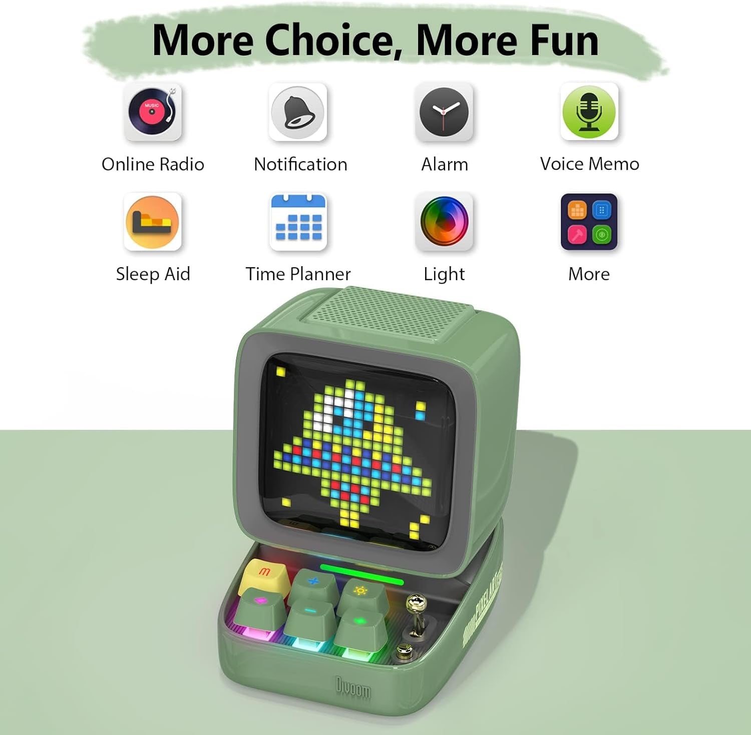Ditoo Pro Programmable Pixel Art Led-Bluetooth-Speaker Showing-Clock Emoji DIY Design for Home Wedding Party Decoration with Wireless App Control (Green)