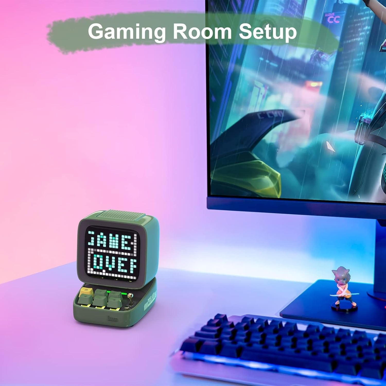 Ditoo Pro Programmable Pixel Art Led-Bluetooth-Speaker Showing-Clock Emoji DIY Design for Home Wedding Party Decoration with Wireless App Control (Green)