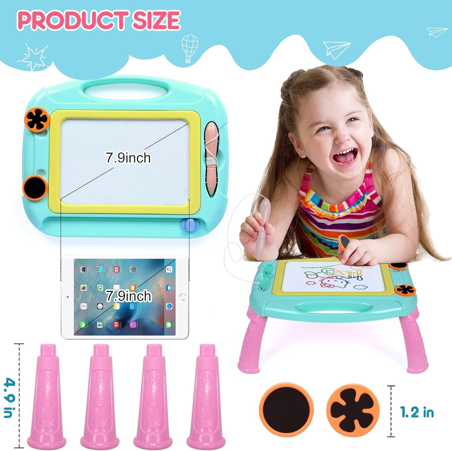 Toddler Toys for 1-2 Year Old Boys Gifts Magnetic Drawing Board, Magna Erasable Doodle Board Toy for Todder Age 1-2, Kids Drawing Table Learning Toys for 2 3 4 Years Old Girl Birthday Gifts