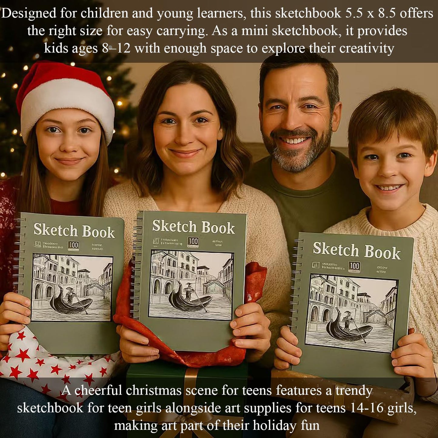 Small Sketch Book 5.5"X8.5", 2-Pack Mini Sketchbook, Spiral Bound Sketchbook Hardcover with 200 Sheets of 68Lb/100Gsm Mini Drawing Pad Paper, Small Sketch Pads for Drawing for Adults & Kids.