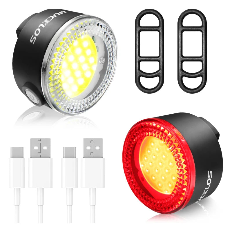 COB Bike Taillights Headlight USB Rechargeable Bicycle Safety Warning Light MTB LED Front Rear Lantern Cycling Lamp Set