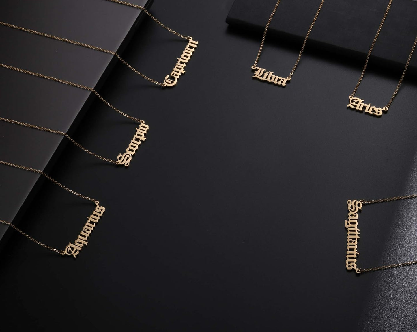 18K Gold Plated Astrology Necklace for Women Jewelry,12 Zodiac Pendant Horoscope Constellations Necklace