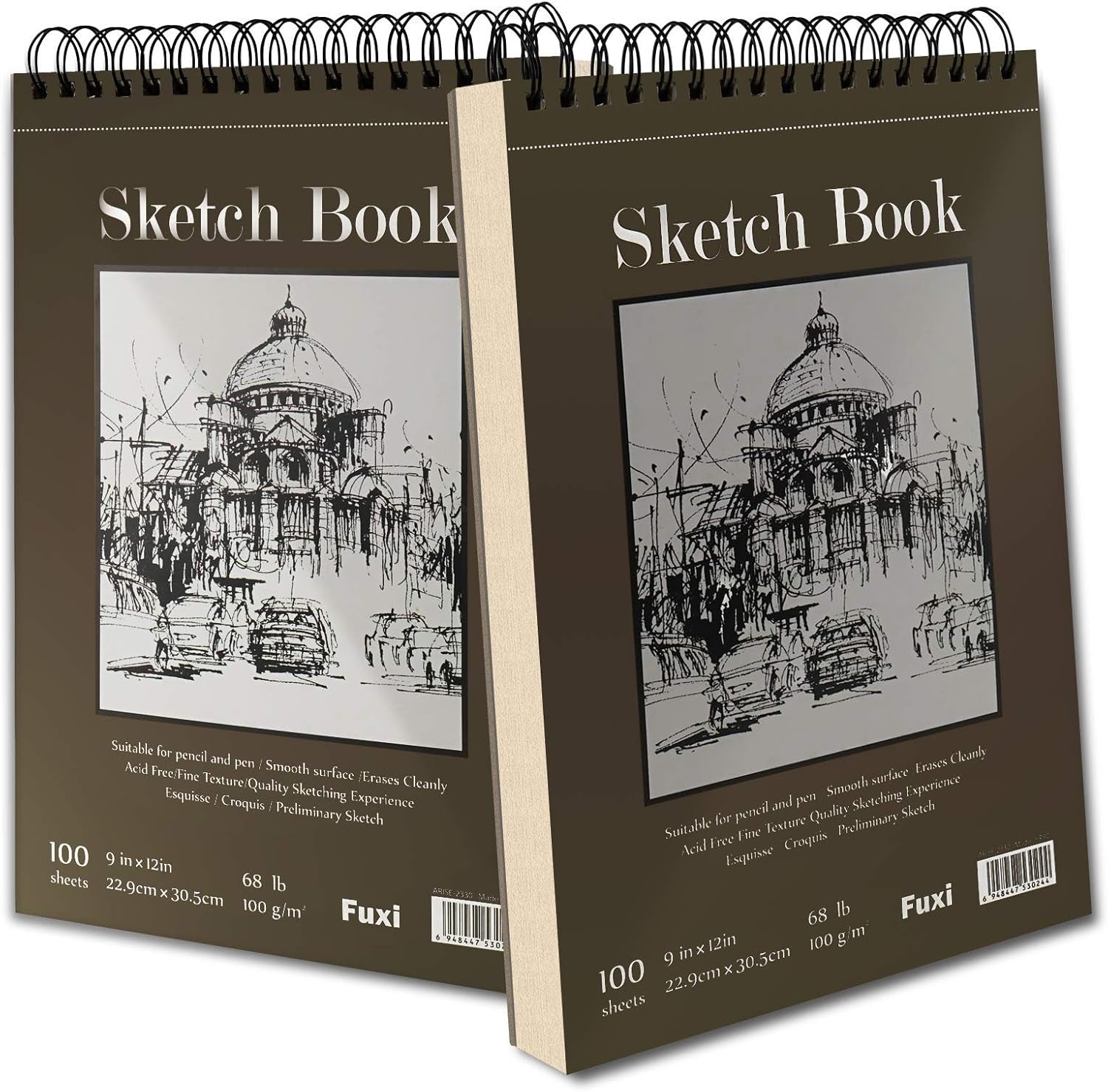 9" X 12" Sketch Book, Top Spiral Bound Sketch Pad, 2 Packs 100 Sheets Each (68Lb/100Gsm), Acid Free Art Sketchbook Artistic Drawing Painting Writing Paper for Kids Adults Beginners Artists